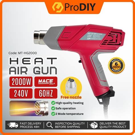 MACE Plus 2000W Electric Heat Gun 240V With Nozzle Hot Gun Blower Professional Hot Air Gun 2