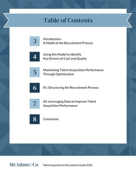 Hr Talent Acquisition Plan Table Of Contents Template Venngage