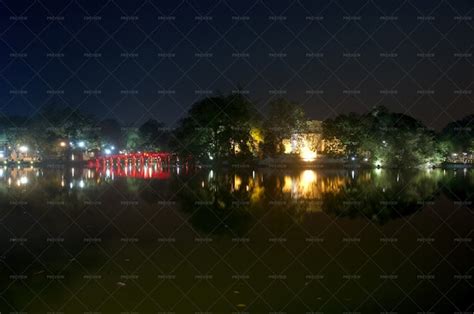 Hoan Kiem Lake Night View Vietnam - Stock Photos | Motion Array