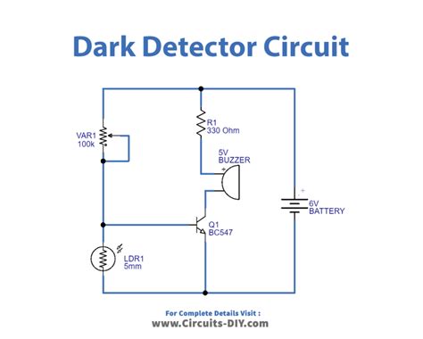 Dark Detector Circuits using different Light Sensors