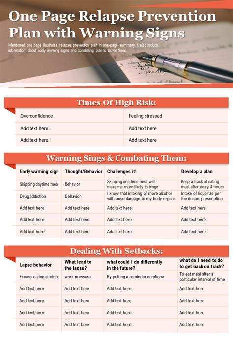 Top 5 Relapse Prevention Plan Templates With Samples And Examples