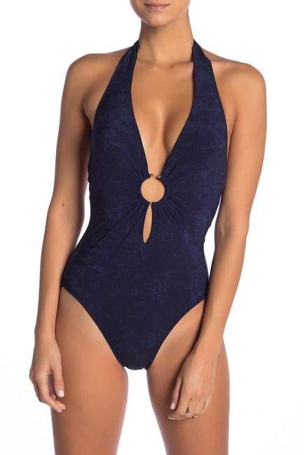 Robin Piccone Ava Halter Plunge Keyhole One Piece Swimsuit Sponsored