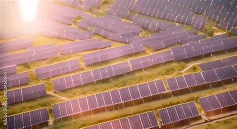 Aerial View Of Solar Farm Solar Power For Green Energy Sustainable Resources Solar Cell Panels