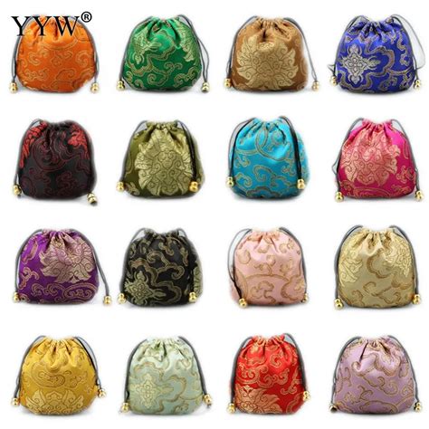 Satin Drawstring Chinese Silk Brocade Pouches Bag Damask Jewelry Product Packing Pouch Christmas