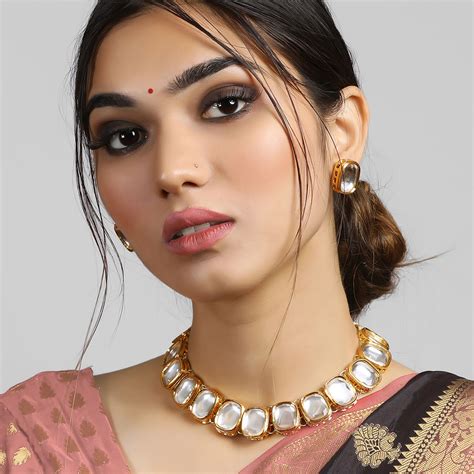 Buy Karatcart Traditional Gold Plated Polki Kundan Choker Necklace Set