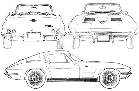 1963 Chevrolet Corvette Coupe Blueprints Free Outlines