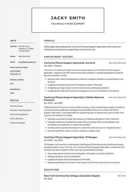 Technical Phone Support Resume Guide Examples