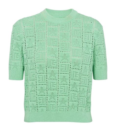 Womens Balmain Green Monogram Sweater Top Harrods UK