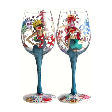 T Essentials 15 Oz Happy Birthday Wine Glass Painted Wine Glass Hand Painted Wine Glass