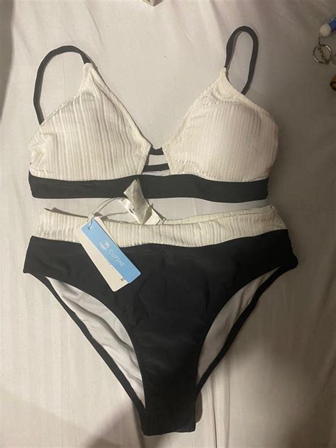 Cupshe Xs Black And White Bikini Set Women S Fashion Swimwear Bikinis Swimsuits On Carousell