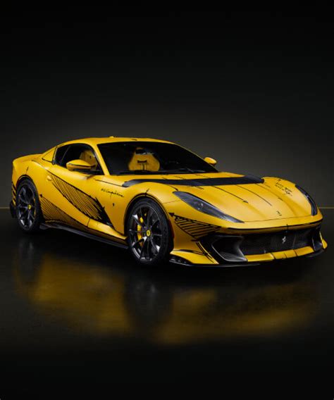 ferrari’s one-off 812 competizione tailor made car in matte giallo comes with graffiti sketches