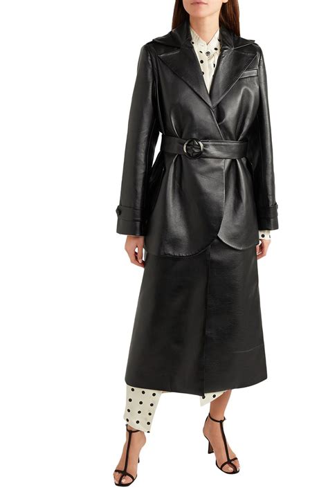 MatÉriel Belted Layered Faux Textured Leather Trench Coat The Outnet