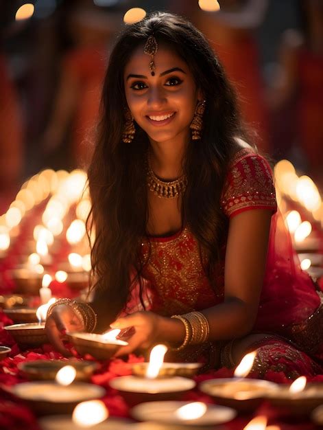 Premium Ai Image Photo Indian Woman Ready For Celebrating Diwali Or