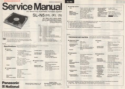 PANASONIC SL-N5 [H,K,S] Service Manual download, schematics, eeprom ...