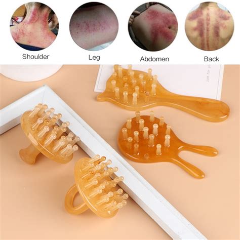 Natural Horn Massage Comb Scalp Massage Meridian Scraping Head Acupuncture Massager Gua Sha