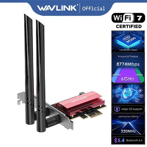 WAVLINK 2024 New BE8800 WiFi 7 PCIe Network Card Tri Band BE200