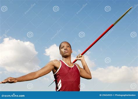 Female Athlete Throwing Javelin Stock Image Image Of Adult