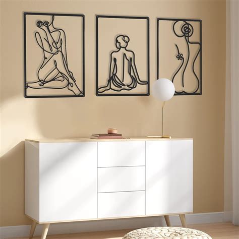 3 Pieces Metal Minimalist Abstract Woman Wall Art Line Drawing Wall Art