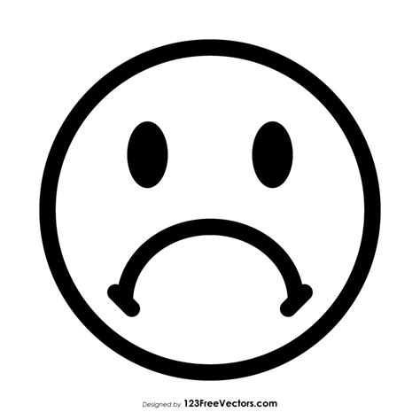 Frowning Face Emoji Outline Vector Free