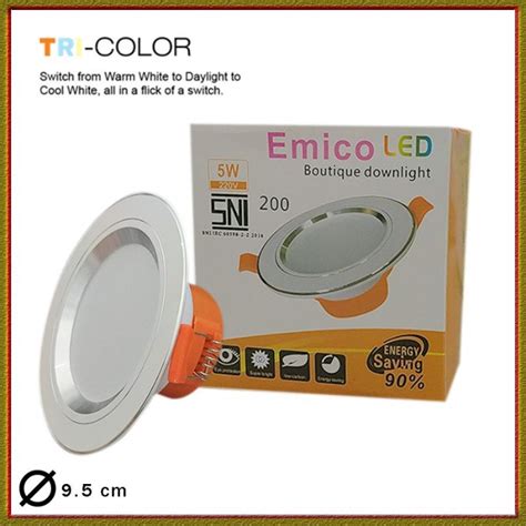 Jual EMICO LED Downlight Led 3 Warna 5 Watt Emico SNI Shopee Indonesia