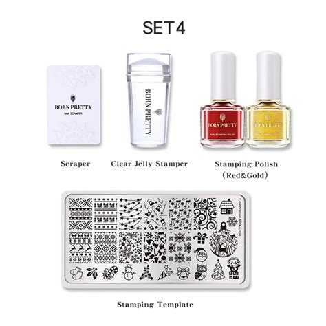 BORN PRETTY Nail Stamping Kit 2 Bottles Stamping Nail Polish Stamping ...