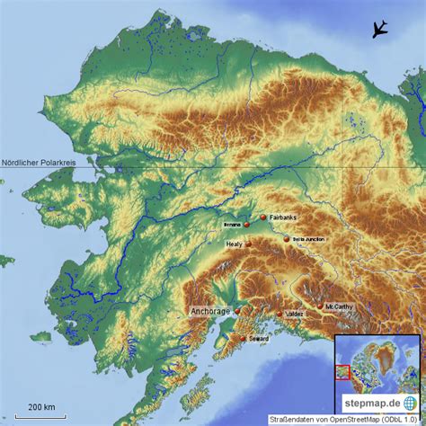 StepMap Alaska Landkarte für Nordamerika