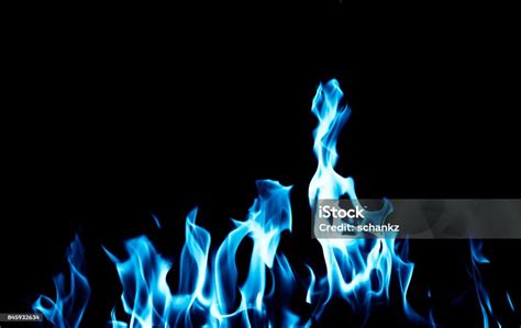 Blue Flame Fire On Black Background Stock Photo Download Image Now