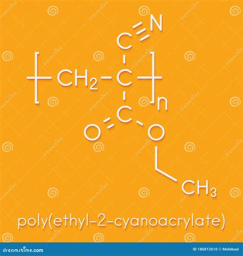 Poly(ethyl Cyanoacrylate) Polymer, Chemical Structure. Polymerized (set ...