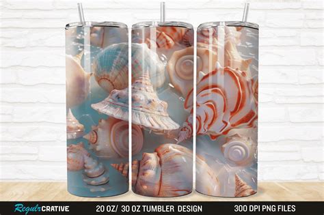 D Seashell Oz Tumbler Wrap Png Graphic By Regulrcrative