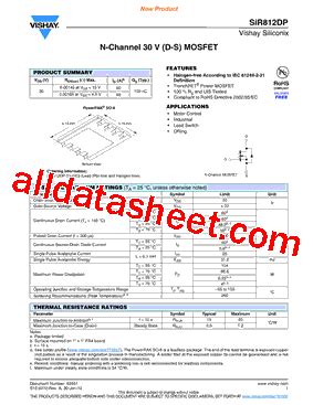 SIR812DP T1 GE3 Datasheet PDF Vishay Siliconix