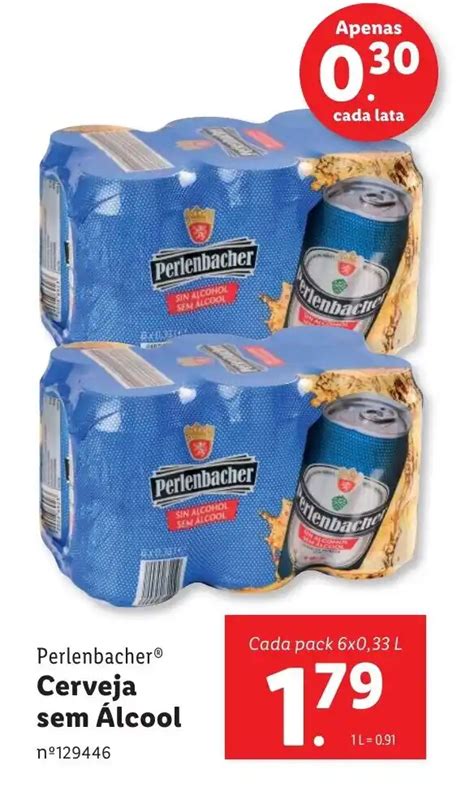 Promoção Perlenbacher Cerveja sem Álcool Cada pack 6x0 33 L em Lidl