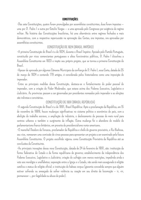 As Constituições Brasileiras Discutiram Questões Com Diversas Amplitudes