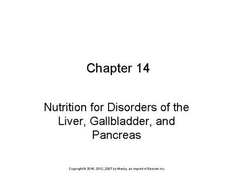 Chapter 14 Nutrition For Disorders Of The Liver