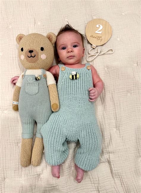 Cuddle And Kind Honey Bear Matching Outfit Ribbed Overalls With