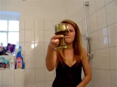Cute Blonde Drinks Her Own Piss LQ ThisVid