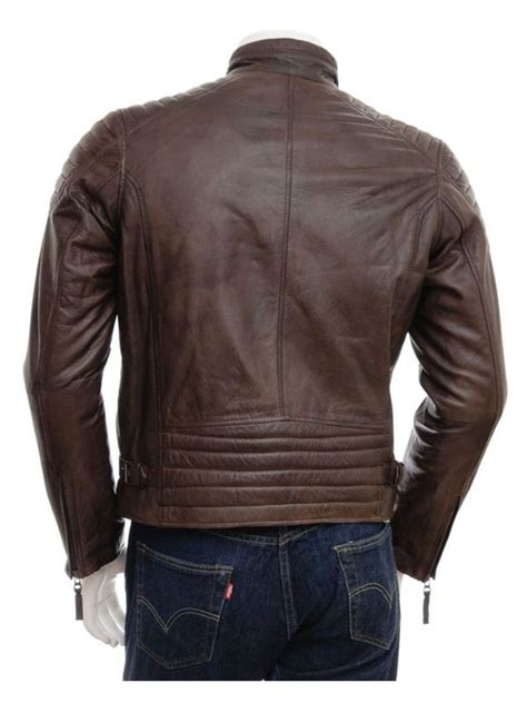 Men's Cafe Racer Leather Jacket - Brown Colour - Jacket Oria