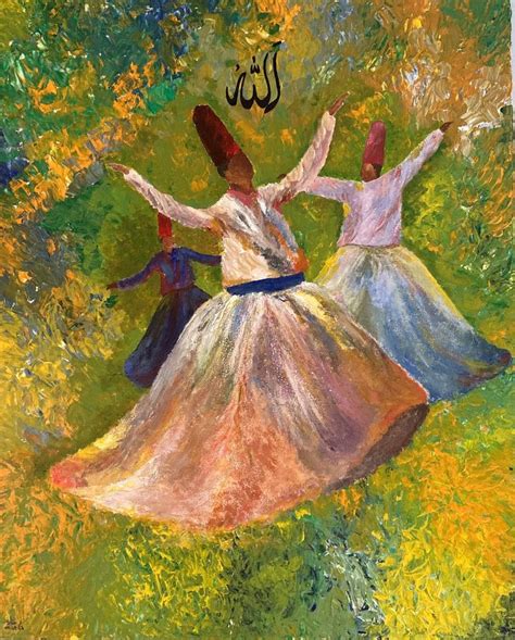 Allah Calligraphy (Whirling Sufi) Painting by Syeda Sara Peerzada ...