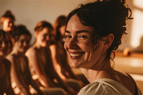 Premium Ai Image The Empowered Muse A Radiant Woman Embraced By A Tapestry Of Nude Euphoria