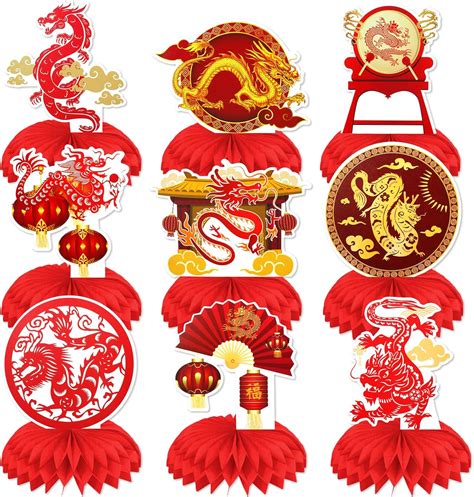 Amazon HOWAF 9 Pcs Chinese New Year Party Decorations Honeycomb