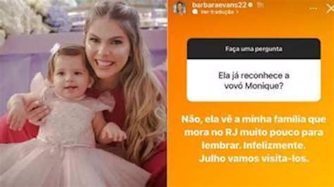 Bárbara Evans revela que filha não reconhece a avó Monique Evans