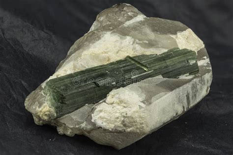 Green Tourmaline Mineral Sample on Matrix Stock Photo - Image of ...