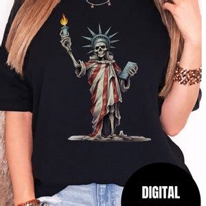 Statue Of Liberty Skeleton PNG Funny Patriotic Halloween Skull Lover