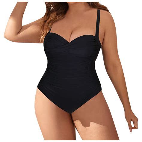 Caivo Women Swimwear Plus Size Solid Color Bikini Ruched Detail Underwire Removable Padded Cups