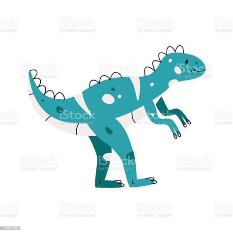 Flat Hand Drawn Vector Illustration Of Megalosaurus Stock Illustration