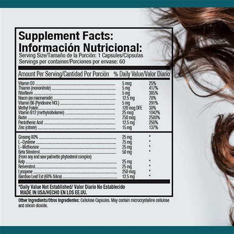 Hair Loss Supplements with Biotin & Vitamins - 60 Capsules for Hair Growth