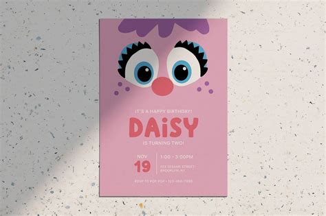 Sesame Street Simple Modern Abby Cadabby Birthday Party Invitation