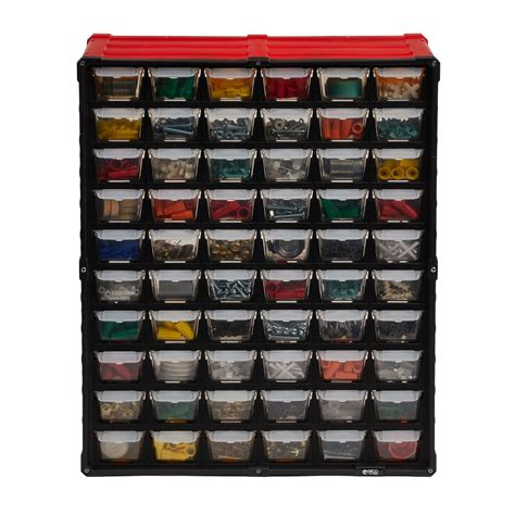 Tafco 60 Compartment Small Parts Organizer Red