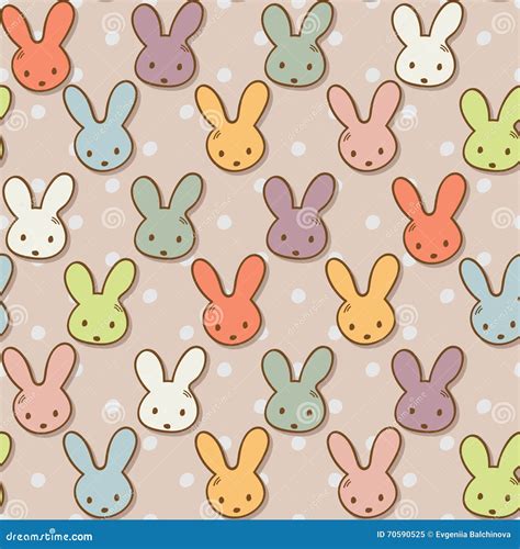 Seamless Pattern With Cute Rabbits Colorful Bunny Background Stock