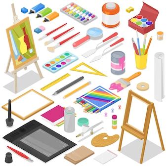 Инструменты рисования. художественные принадлежности, материалы для ...