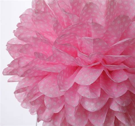 Pink White Polka Dot 1 Large Tissue Paper Pom Poms By PomGarden 5 00